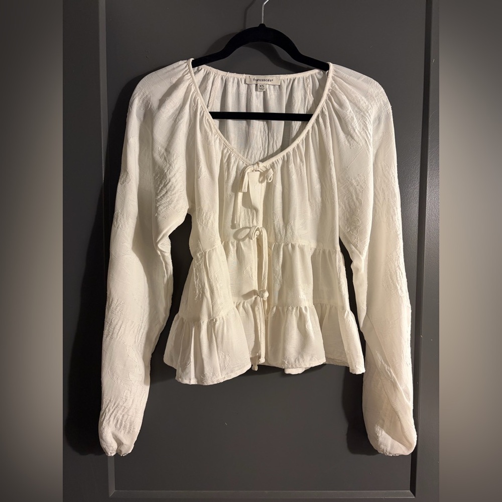 Francesca's Emma Long Sleeve Tiered Blouse XS